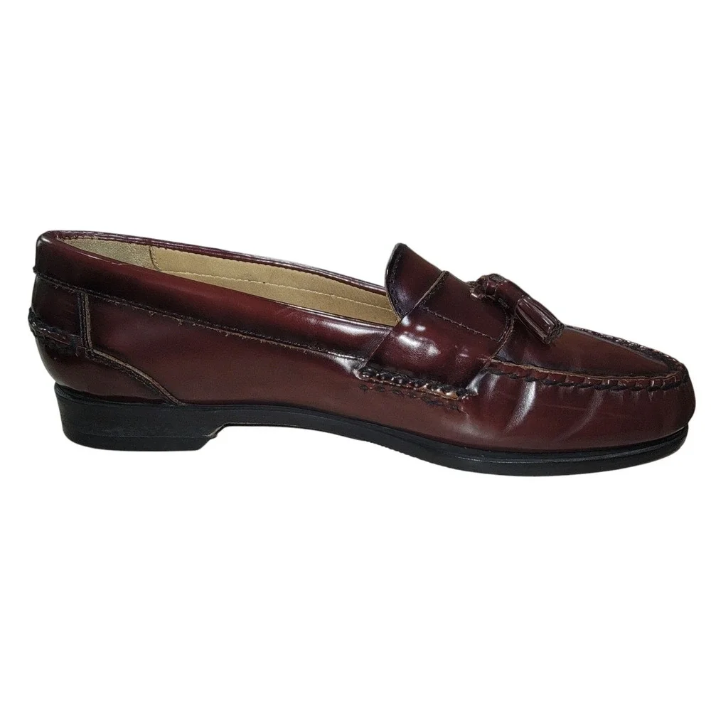 Johnston & Murphy Hayes Men's Tassel Loafers 10.5 M Burgundy Leather Dress Shoes